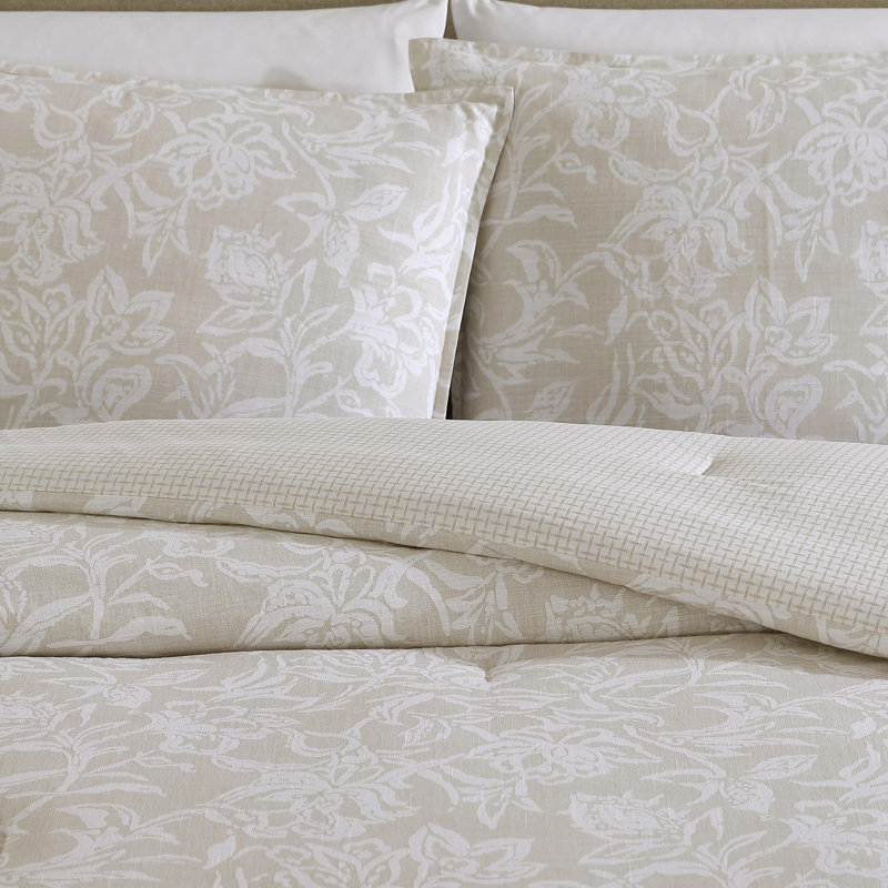 King Tan Cotton Reversible Comforter Set with Shams
