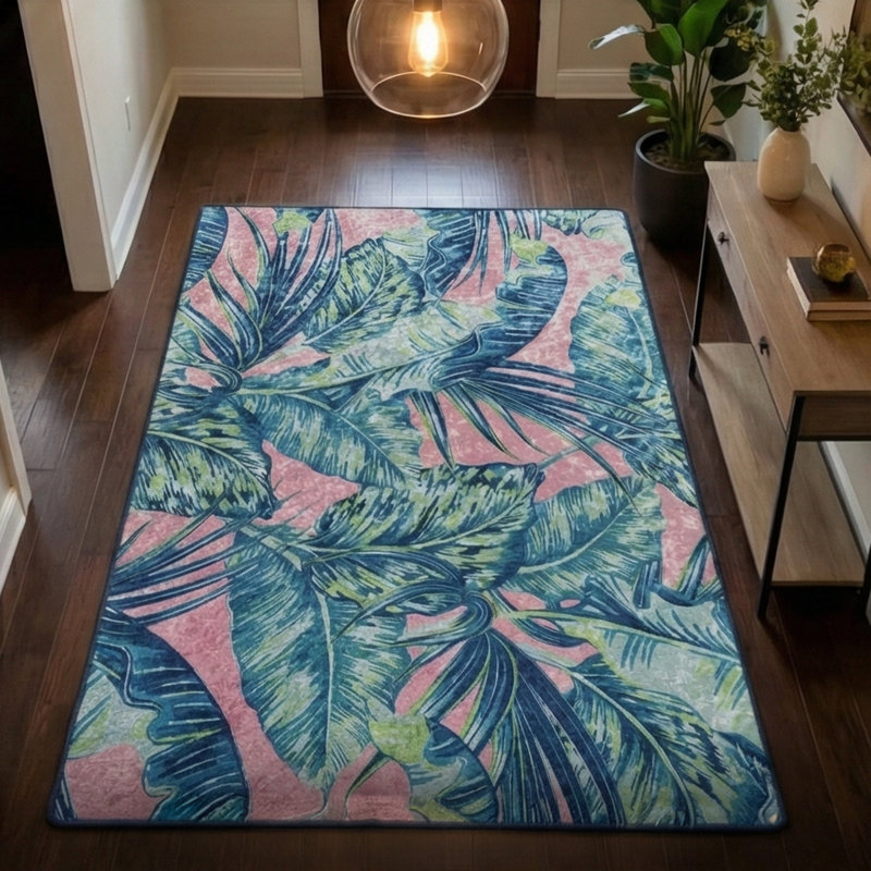 Gretel Tropical Palm Leaf Decorative Indoor Area Rug