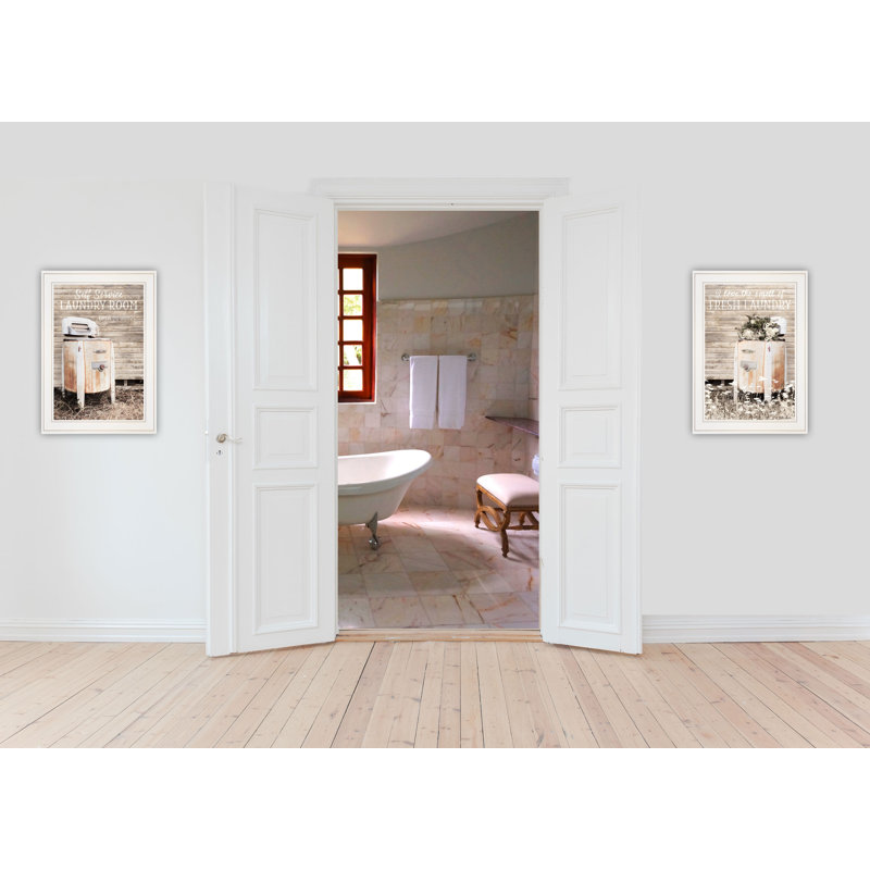 Laundry Room Vignette Framed Wall Art for Living Room, Home Wall Décor by Lori Deiter, White