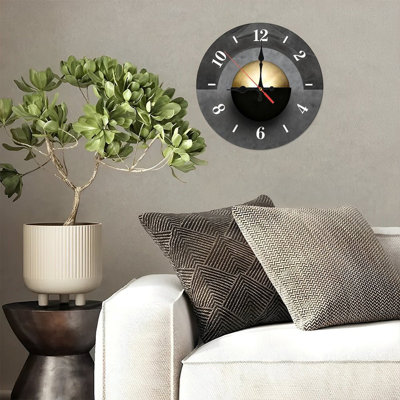Horloge murale ronde en bois 10 po, mouvement à quartz silencieux, imprimé UV, à piles