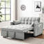 Lit convertible 2 places en velours gris avec lit escamotable et lit réglable, idéal pour les petits appartements-134827965