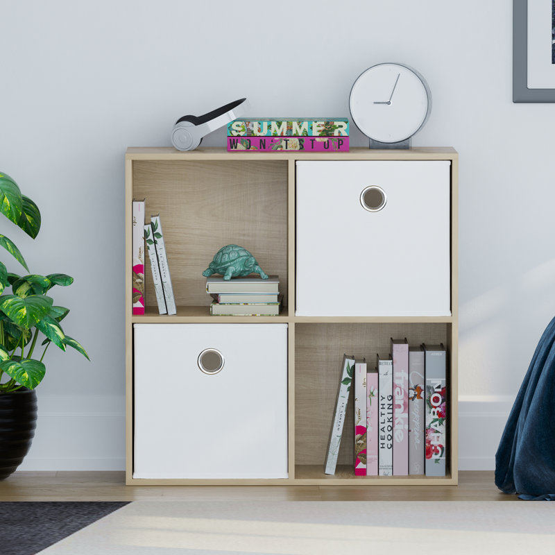 Herculano 64.5cm H x 65cm W Cube Bookcase, Beige/White
