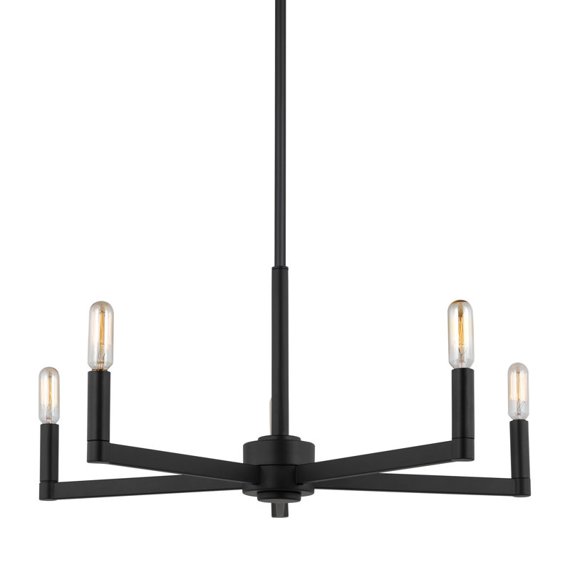 5-Light Chandelier, Midnight Black, 10.5"H x 24"W x 24"D