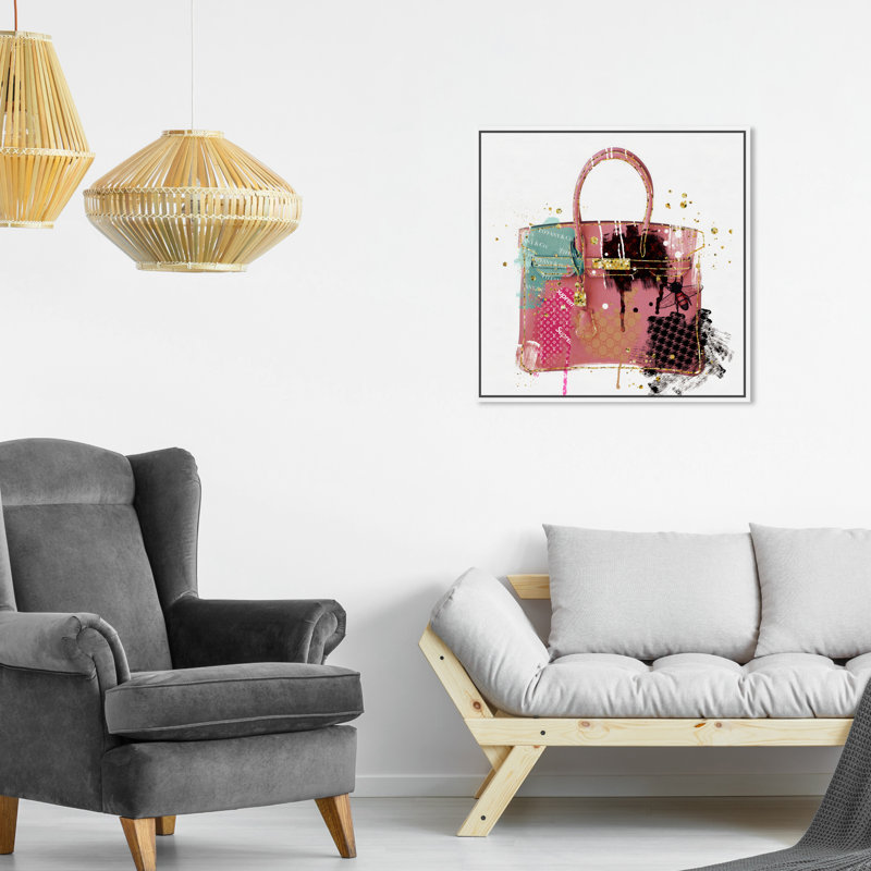 «Fashion and Glam French Purse Splatters Handbags», impression sur toile, H 20 po x l 20 po, Toile blanche encadrée
