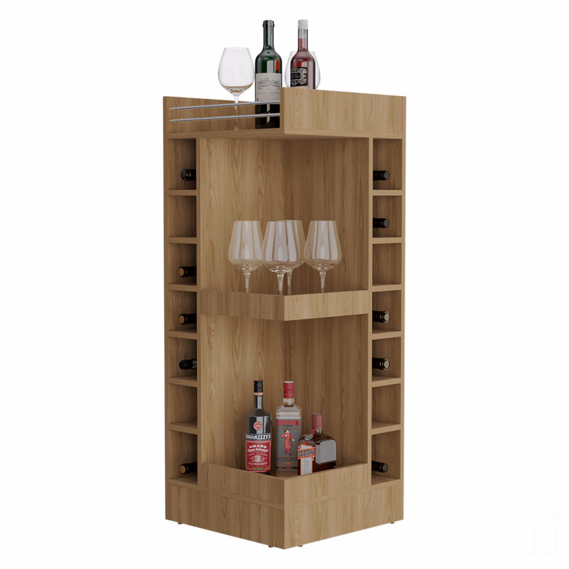 Bar, 16 tablettes, 45.9" H x 39.4" W x 18.3" D, Brun