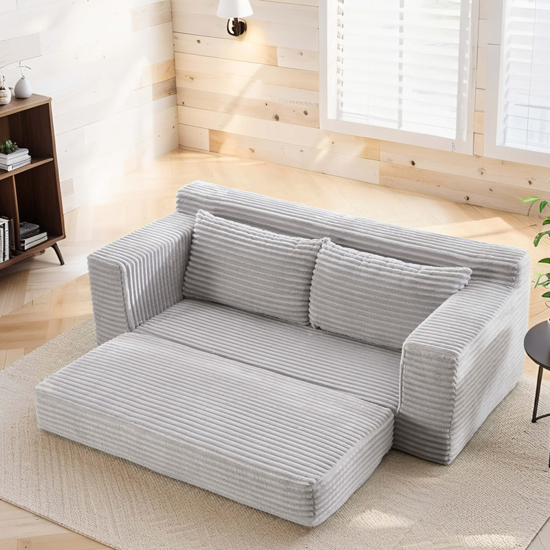 Loveseat Sofa  With Memory Foam & Steel Frame , Convertible 2-In-1 Design, Corduroy Fabric - Compact Couch For Small Spaces, Apartments, Home Office & Bedroom