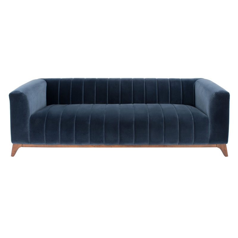 Canapé rembourré 91 po Cameron, Velours bleu marine