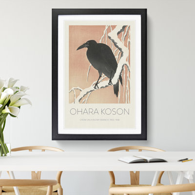 Crow Upon a Snowy Branch 1 Piece Single Picture Frame Wall Art