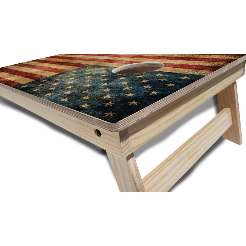 Tailgating Pros Solid Wood Foldable Cornhole Set with Carrying Case