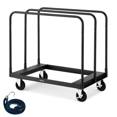Drywall Cart Dolly, 1800 Lbs Load Capacity, Steel Panel Truck Cart With 5 Inch Swivel Casters, Lumber Drywall Dolly With With Tie-Down Strap 3 Side