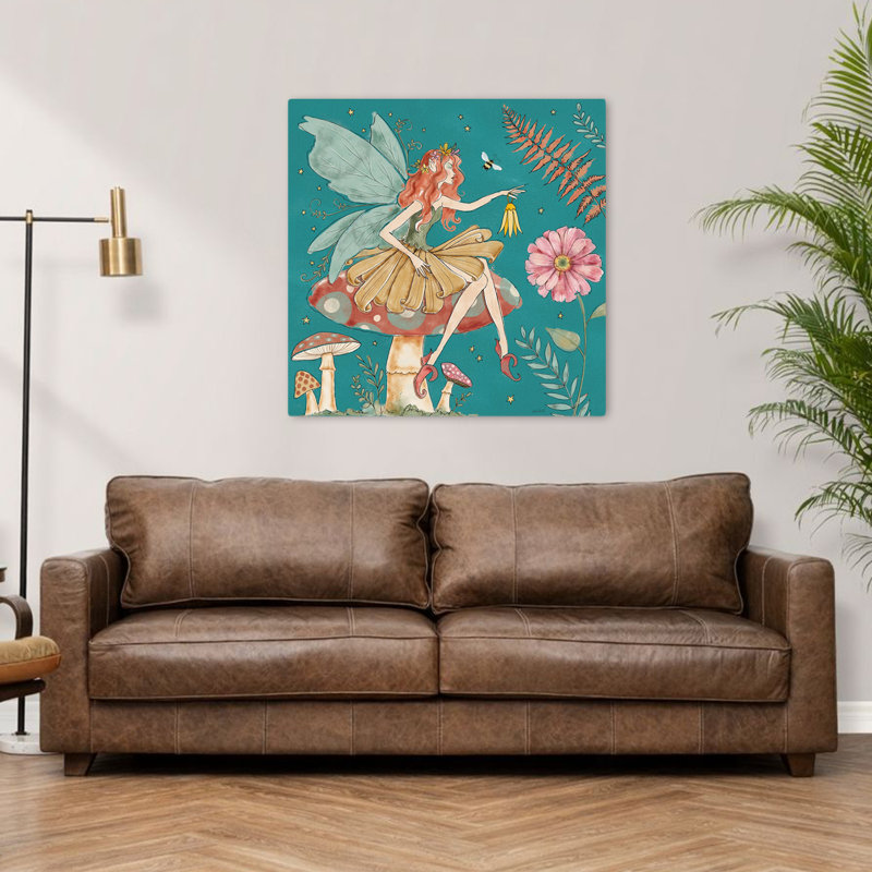 Garden Fairies Blue Iii, art contemporain, H 36 po x l 36 po