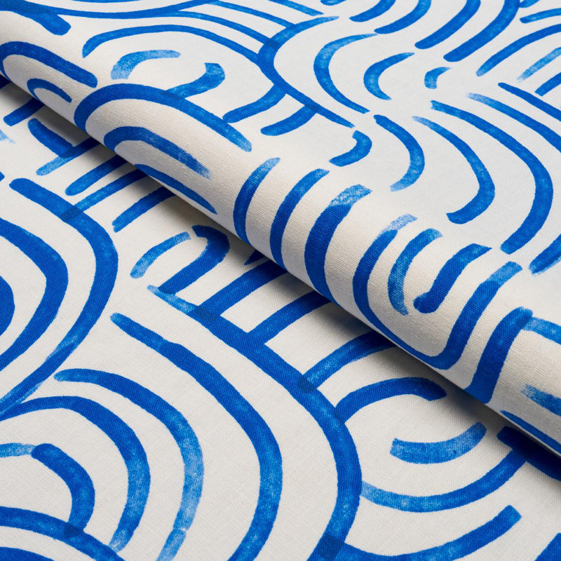 Schumacher X Backdrop New Beat Fabric, Bright Blue