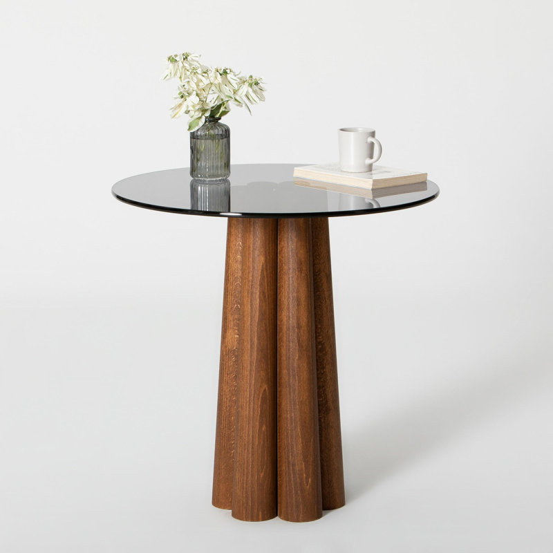 Glorias End Table, 50" H x 50" W x 50" D, Walnut, Dark Grey