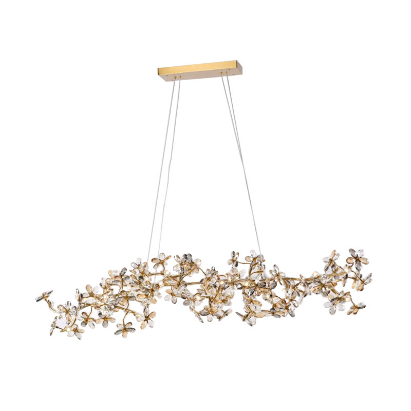 Lustre linéaire Blossom, Clair, L 34 po x H 42 po, Aluminium poli