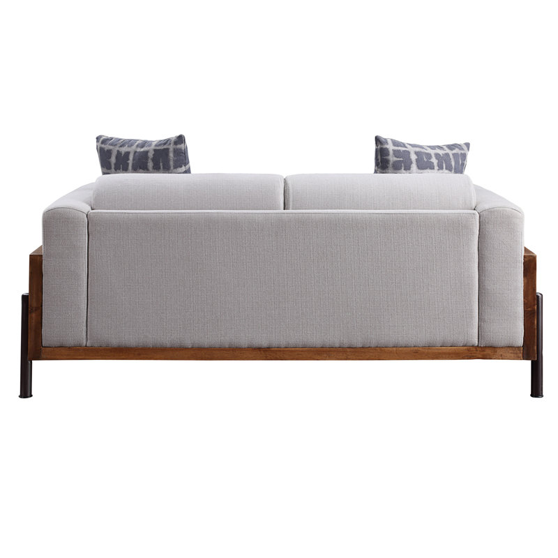Causeuse Pelton en tissu et finition noyer avec 2 coussins décoratifs