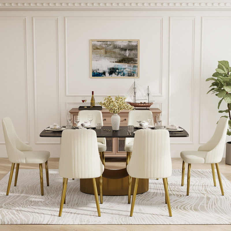 Table de salle à manger Aliyas, Noir, Bronze, H 29,53 po x L 70,9 po x l 35,4 po