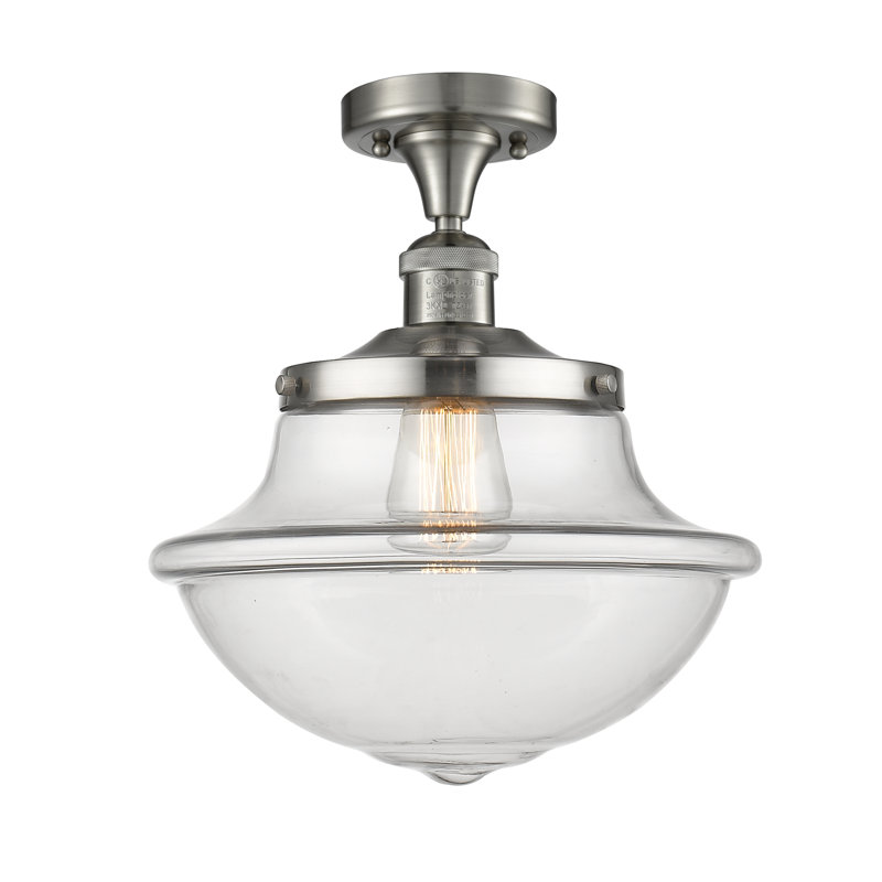Plafonnier semi-encastré 1 lumière Baptiste, Nickel satiné brossé, Clair, Ampoule non incluse
