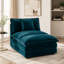 Canapé d'angle modulaire Allure, bleu sans accoudoirs, 1 place avec pouf, chenille pour salon