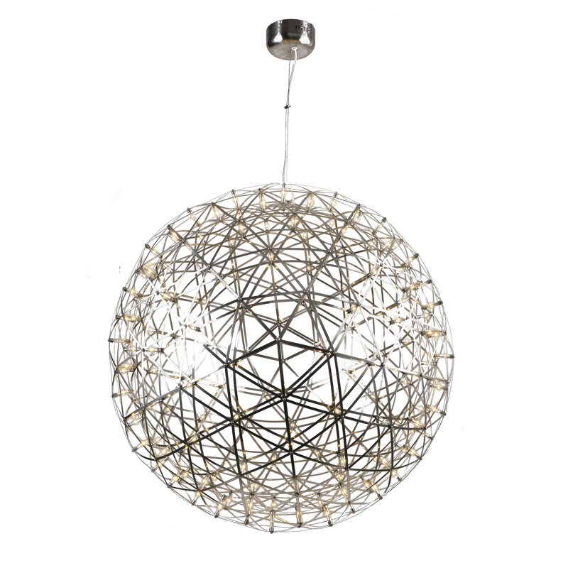 Eclectic Gold LED Gold Globe Chandelier, 38" H x 38" W x 38" D, Satin Nickel