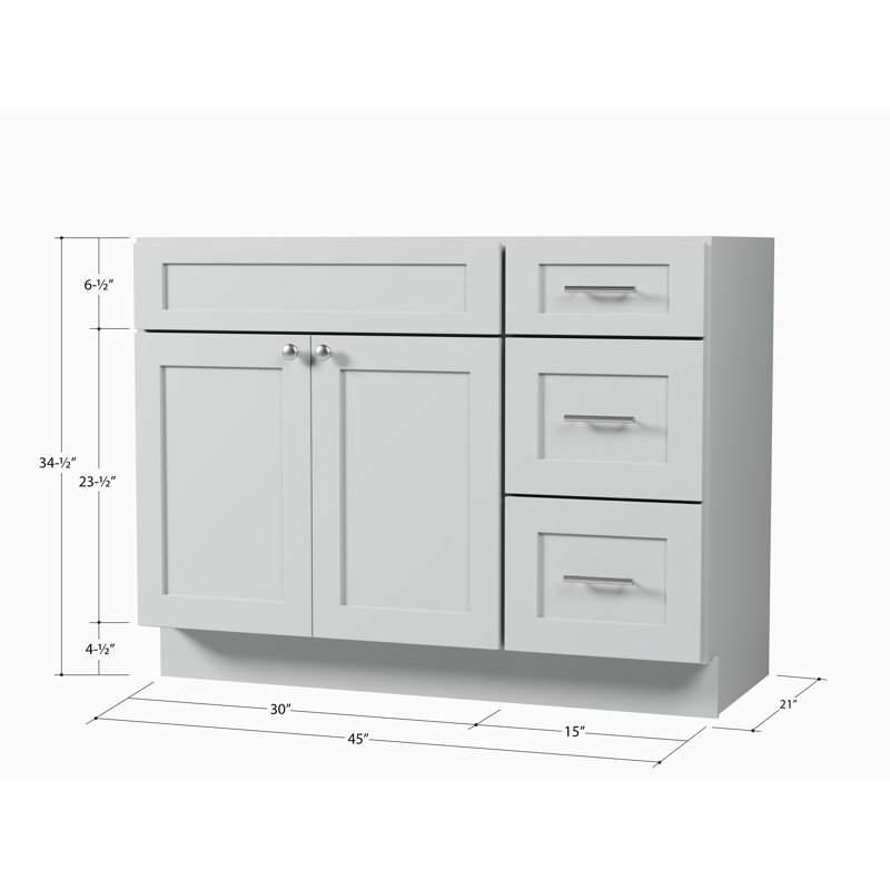 Meuble-lavabo simple 45 po avec tiroir Disar, Gris