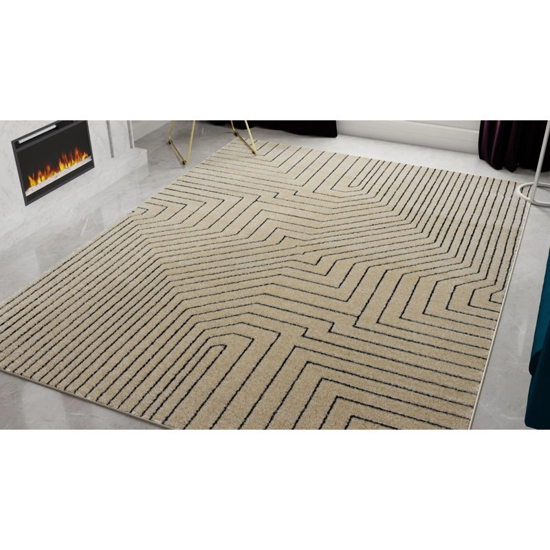 Tapis contemporain en noyer, Rectangle 5 pi x 7 pi