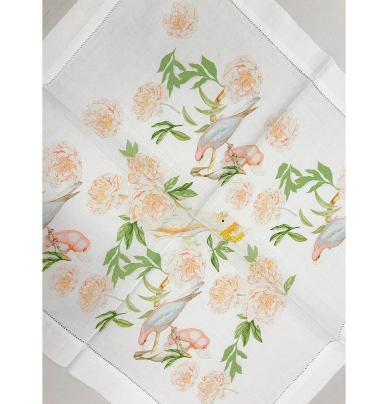 Serviettes de table en satin de coton Peony Inspira, Blanc jaune