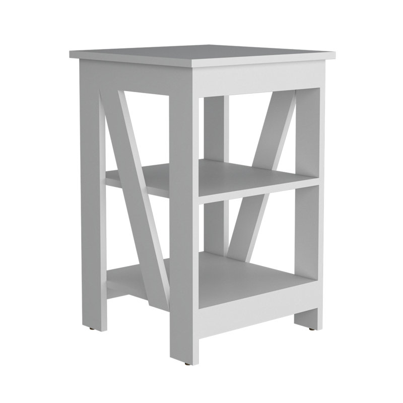 Table de bout à 3 niveaux avec tablettes de rangement pour petits espaces