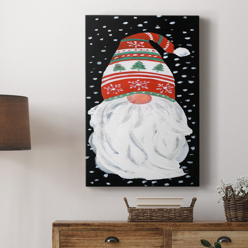 Winter Welcome Gnome -Custom Wrapped Gallery Cavas, 18" H x 12" W