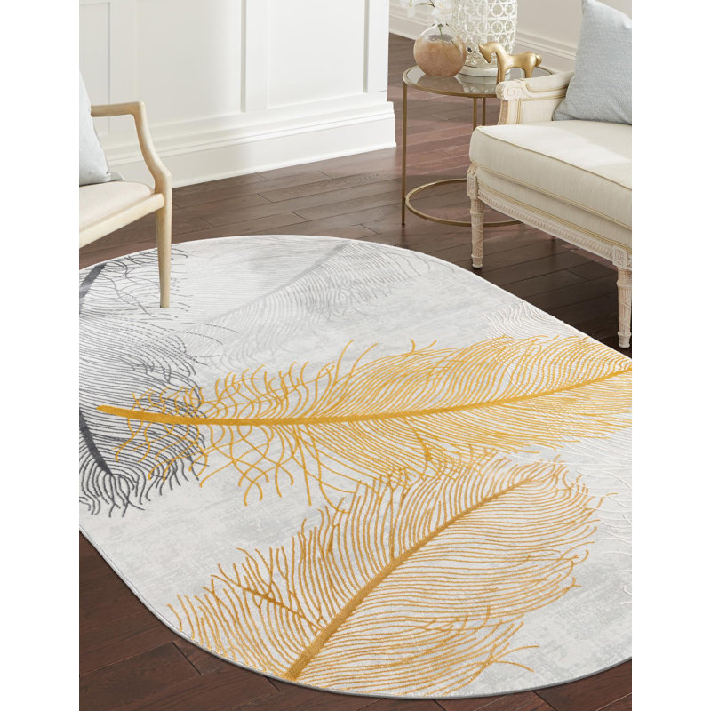 Hollen Floral Indoor Rug, Oval 5'3" x 8'