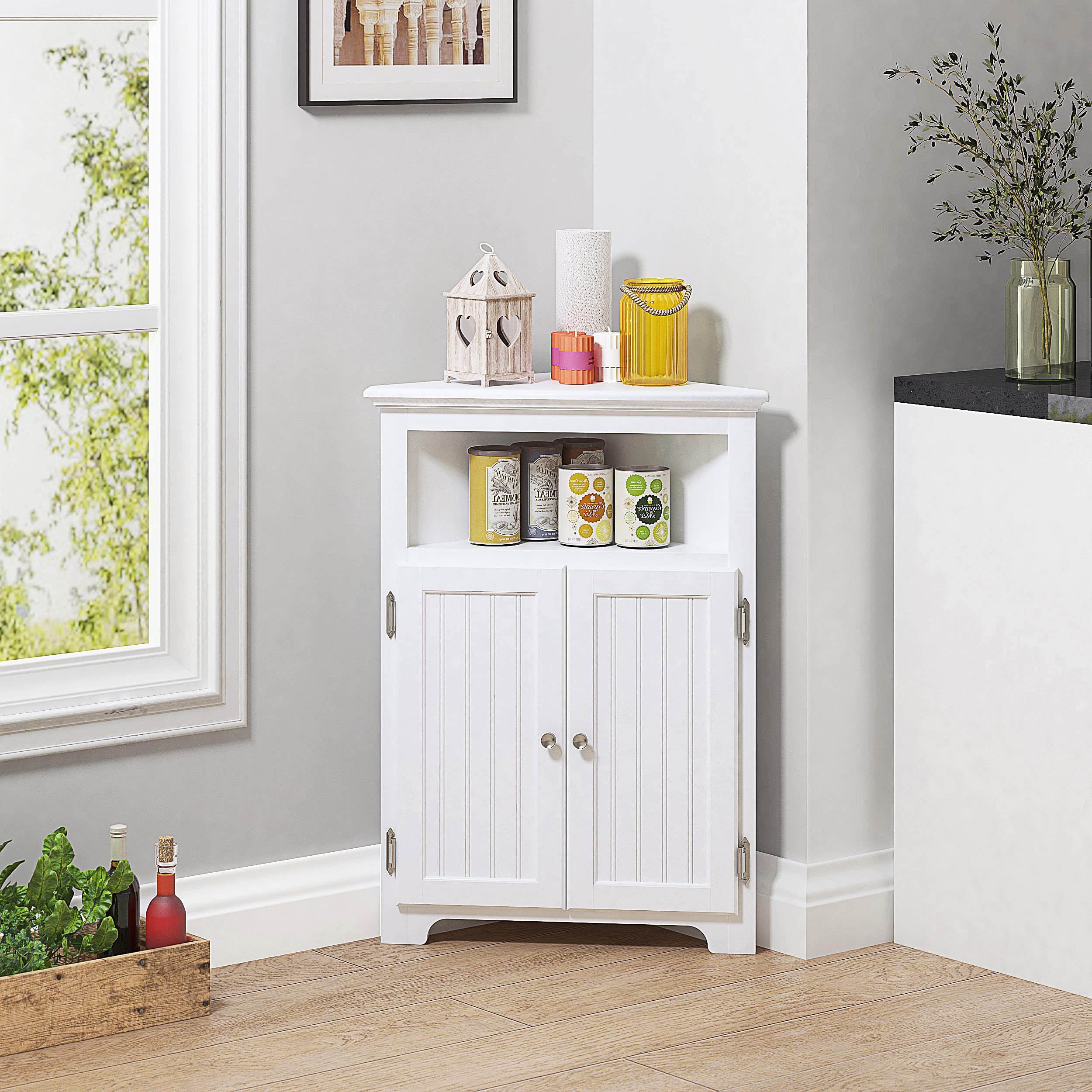 Lark Manor™ Bathroom Corner Storage Cabinet, Small Floor Corner Cabinet With Doors And ...