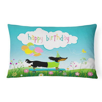  Coussin lombaire intérieur / extérieur Happy Birthday Dachshund