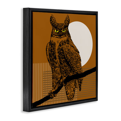 Horned Owl & Full Moon Framed Floater Canvas Wall Art by Regina Moore