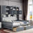 Bellinger All-in-One Wooden Daybed With 2 Drawers, Cabinets and Shelves-299645593-299645599