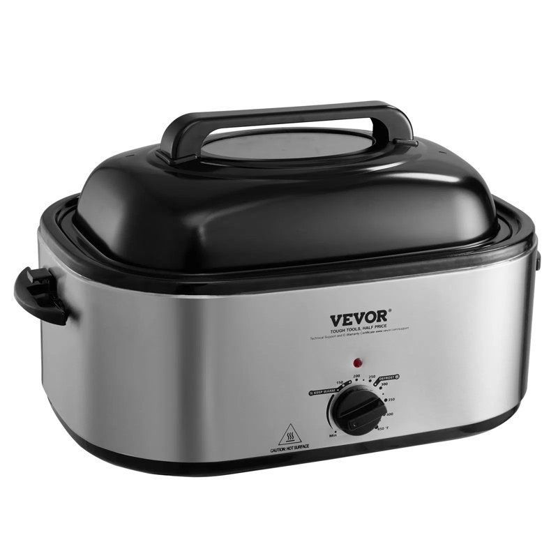 26qt Electric Roaster Oven With Self-basting Lid – 1450w Turkey Oven Fits Up To 30 Lbs, Adjustable Temperature 150°f-450°f, Defrost & Warm Functions, Removable Pan & Rack