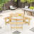 Outdoor 6 Person Picnic Table, 6 Person Round Picnic Table With 3 Built-In Benches, Umbrella Hole, Outside Table And Bench Set-1260888260