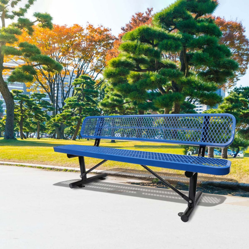Banc d'extérieur en acier, H 32,53 po x l 72,03 po x P 23,23 po, Bleu