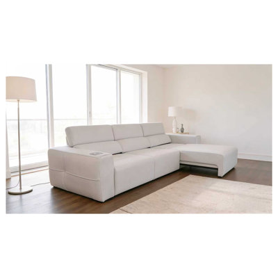 Light Grey 3-Seater Modular Power Reclining Sofa with Adjustable Seat Depth