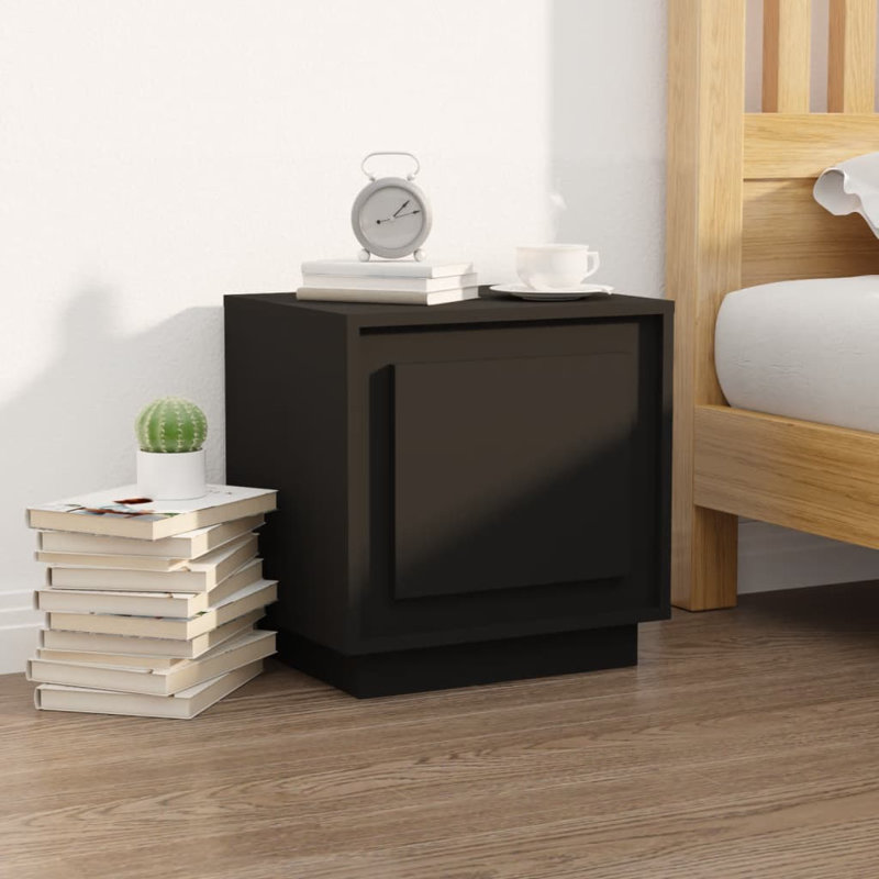 Shawntella 44cm W Particle Board / Chipboard Bedside Table, Black