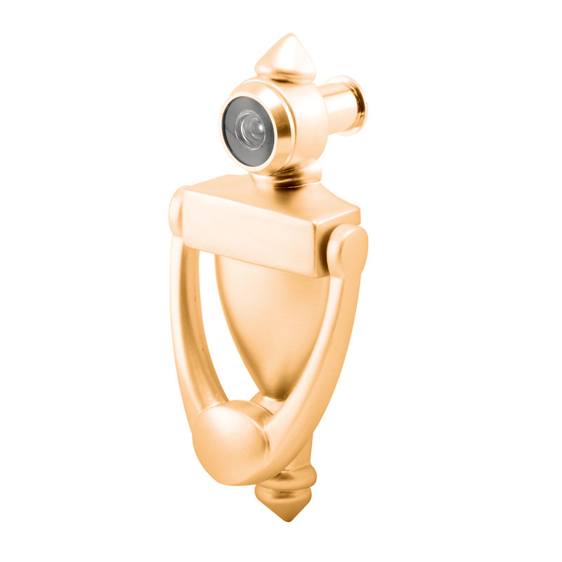 Door Knocker and Viewer, 9/16 in. Bore, 160-Degree View Angle, Polished Brass (Single Pack), Antique Brass