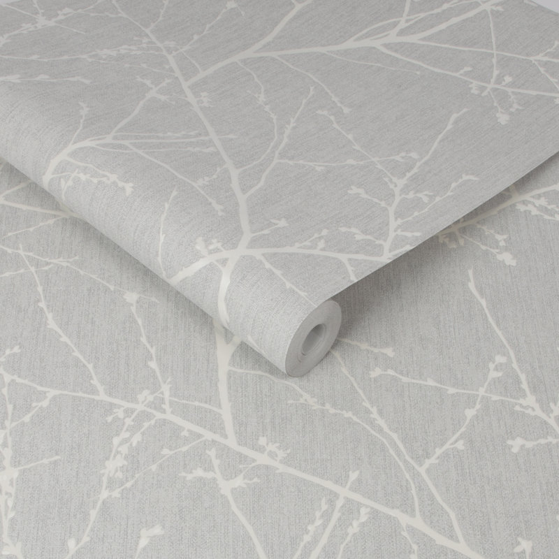 Innocence Floral Wallpaper Roll, Gray