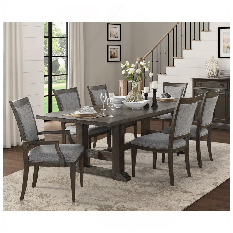 Ensemble de 2 fauteuils transitionnels brun gris, élégants et confortables pour la salle à manger et le salon