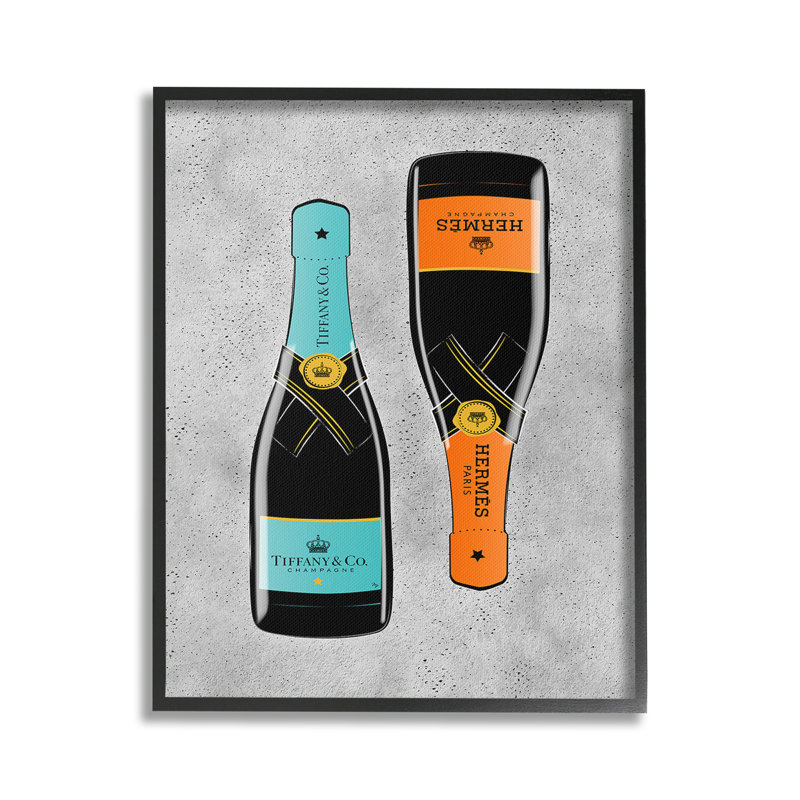 ChicGlamChampagneGicleeArtbyMartinaPavlova, Giclée encadrée noir minuit, H 20 po x l 16 po