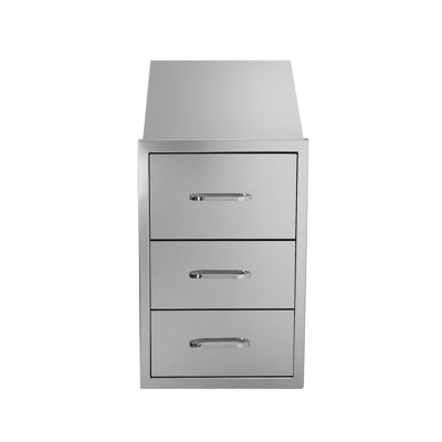 Stainless Steel Kitchen Cabinet with 3 Drawers and Built-in Paper Towel Holder - Space-Saving Kitchen Storage Organizer in Steel Gray Finish