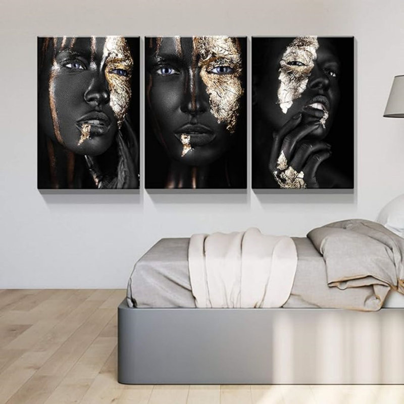 Peinture sur toile, 3 pièces, H 32 po x l 72 po