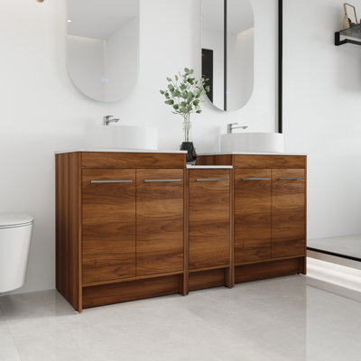 Ensemble de meuble-lavabo autoportant double avec 5 portes Tarnby