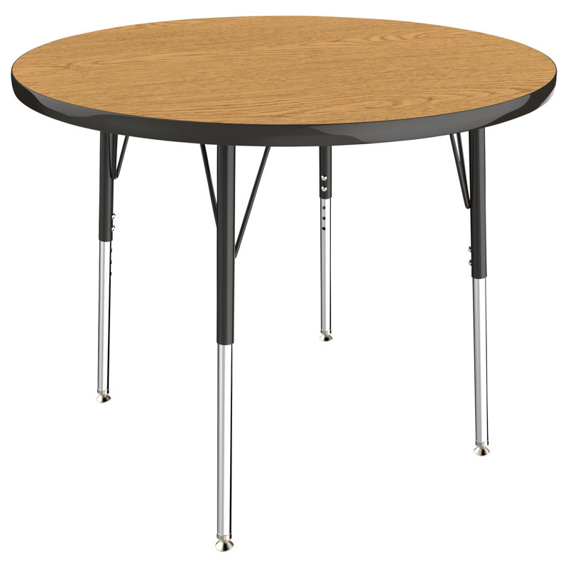 Table ronde à hauteur réglable, Érable / bleu, Gris, 36"