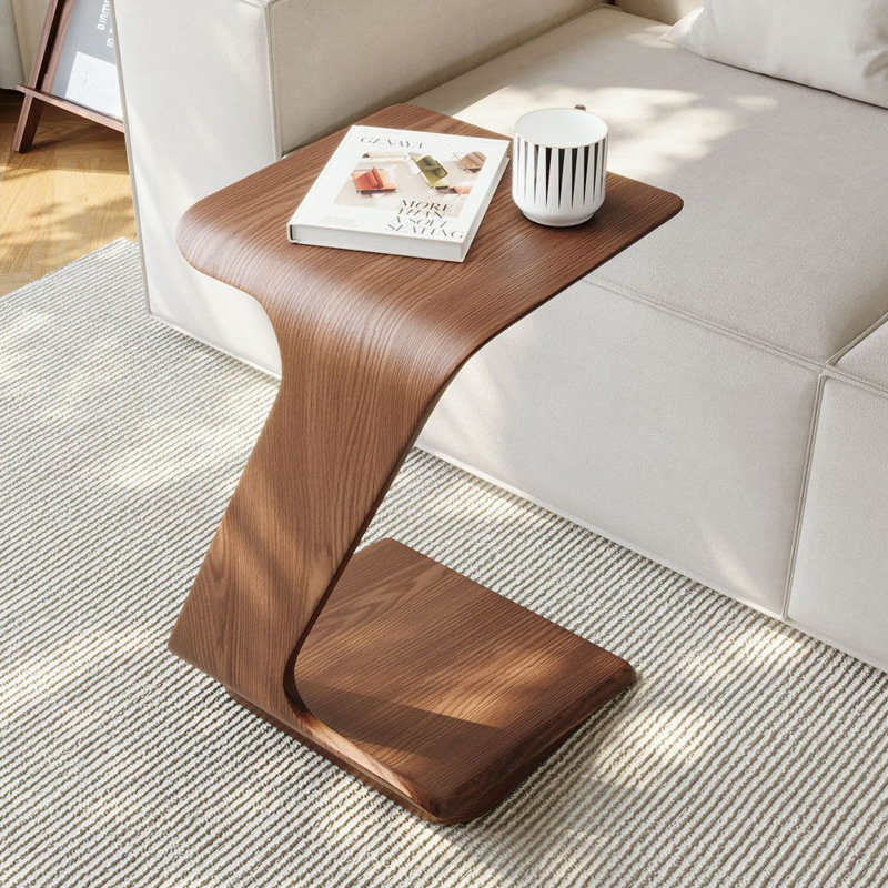 Table d'appoint moderne en forme de C 15 po avec roulettes