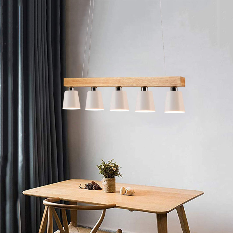 Daschel 5-Bulb Kitchen Island Cone Pendant Light, White