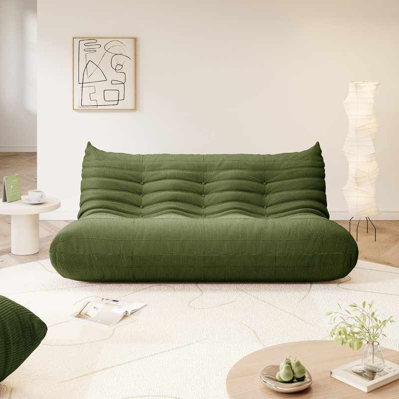 Clinchport Boneless Lazy Sofa, Bean Bag Chair, 3 Seat Sofa Compression Floor Sofa For Living Room, Bedroom, Green