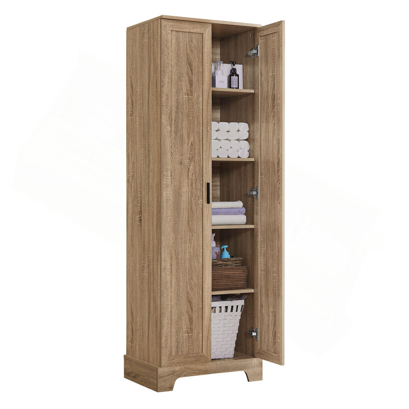 Armoire de rangement avec deux portes pour salle de bain, bureau, tablette réglable, panneau de fibres à densité moyenne